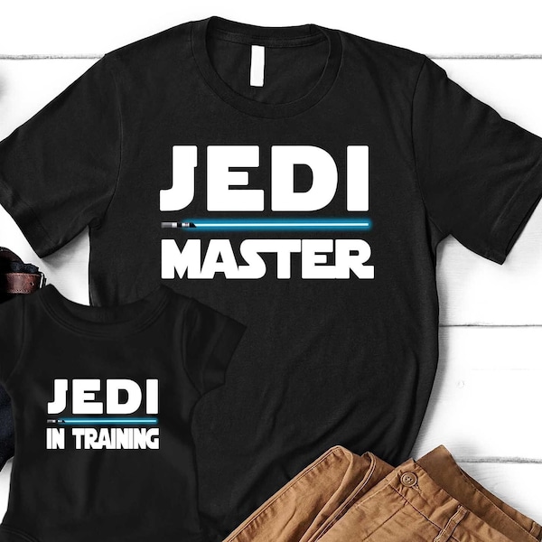 Vater und Sohn Jedi Meister und junge Padawan T-Shirts, Vater und Sohn Jedi, passender Vater und Sohn, Jedi und Padawan Baby Shirt, Vater und Baby Set