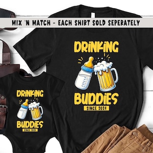 Dad And Baby Matching Shirts, Drinking Buddies TShirt and Infant Bodysuit, Beer Lover T Shirt, Father&#39;s Day Gift, First Time Dad Shirt