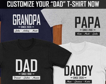 Personalized Dad T-Shirt with Kid Names, Father's Day Gift