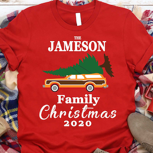 Familien T-Shirts Weihnachten, Personalisierte Familien T-Shirts, Familienname Weihnachtsgeschenke, Weihnachtsgeschenke