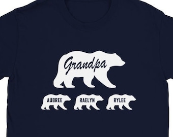 Custom Grandpa Bear Shirt With Grandkids Names, Father&#39;s Day Shirt, Personalized Grandpa Shirt, Grandpa Bear Tee, Grandfather Birthday Shirt