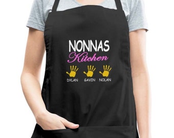 Custom Nonna's Kitchen Apron, Personalized Names, Cotton Apron