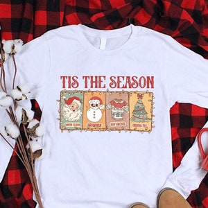 Retro Tis The Season Christmas Shirt, Cute Chritmas Tee, Retro Christmas T-Shirt, Vakantiekleding, Kerst Tarot Kaart, Vakantie Cadeau Idee