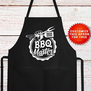 BBQ Master Apron, Father&#39;s Day Gift, Grill Apron, Grill Dad Gift for Husband, Gift for Dad, Apron For Men, Barbeque Apron, Grilling Apron