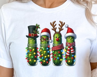 Retro Pickles Christmas T-Shirt, Holiday Party Tee