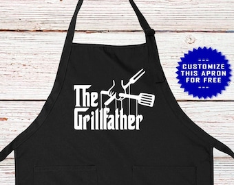Grillfather - tablier de barbecue, tablier de barbecue, cadeau de grand-père, cadeau pour mari, tablier amusant pour cuisiniers, cadeau pour papa, cadeau de fête des pères