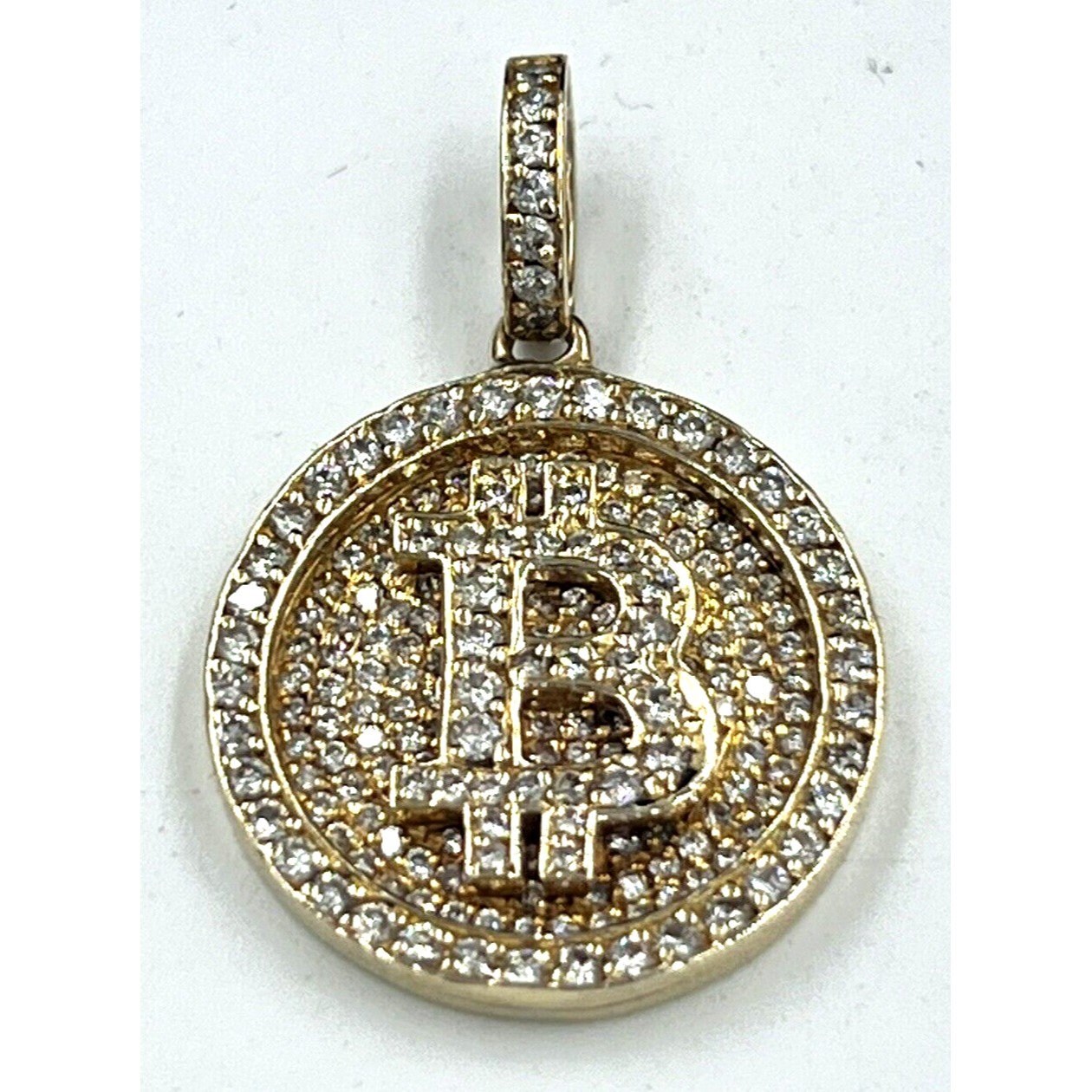Bit Coin Crypto 14K Solid Gold & Diamond Pendant Charm (Tanamanay) 3.2k TW