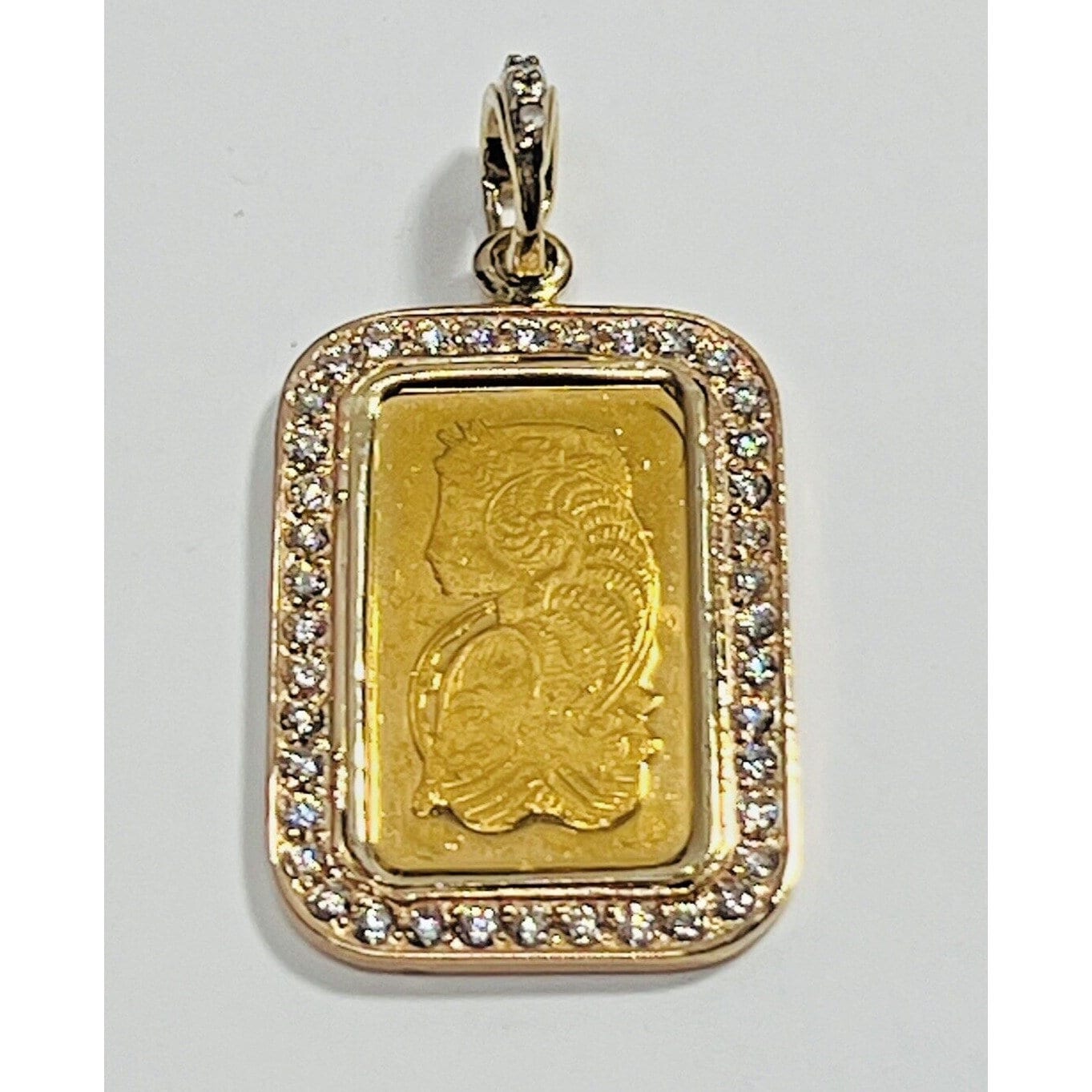 24k Fine Gold PAMP Suisse 10gram Bullion Ingot 14kt Diamond Framed