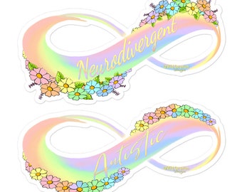 Floral Rainbow Neurodiversity Infinity Stickers - Autistic & Neurodivergent SET