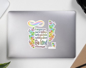 Be Kind Sticker Sheet: Rainbow Infinity Symbol, Neurodiversity Design
