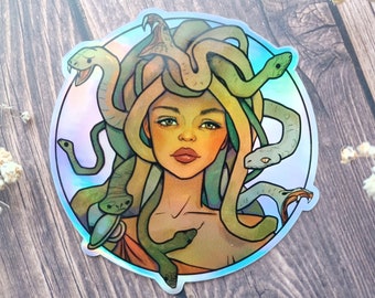 Medusa Sticker: Holographic Greek Mythology Art