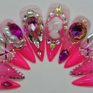 Ballerina Handmade Glue On Nails Korean Nails Japanese Nails False Nails Fake Nails Gel Nails 3D Nail Art image 1