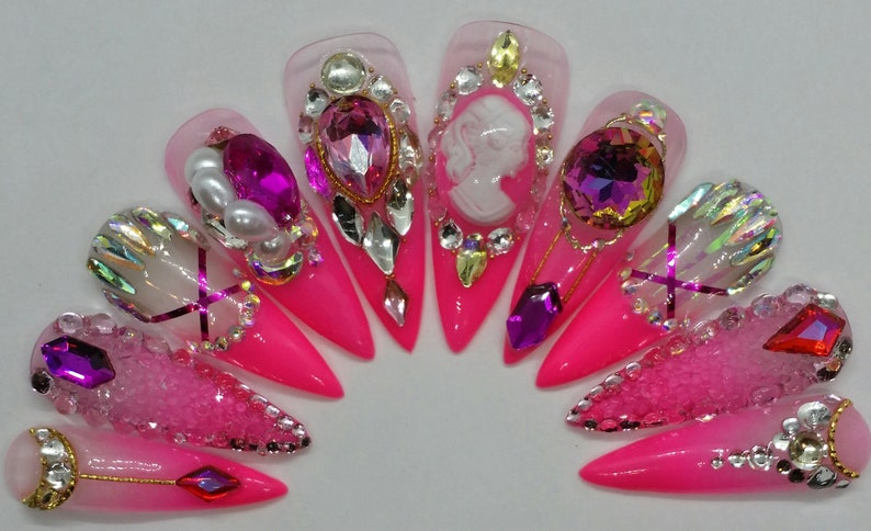 Ballerina Handmade Glue On Nails Korean Nails Japanese Nails False Nails Fake Nails Gel Nails 3D Nail Art image 1