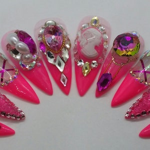 Ballerina Handmade Glue On Nails Korean Nails Japanese Nails False Nails Fake Nails Gel Nails 3D Nail Art image 2