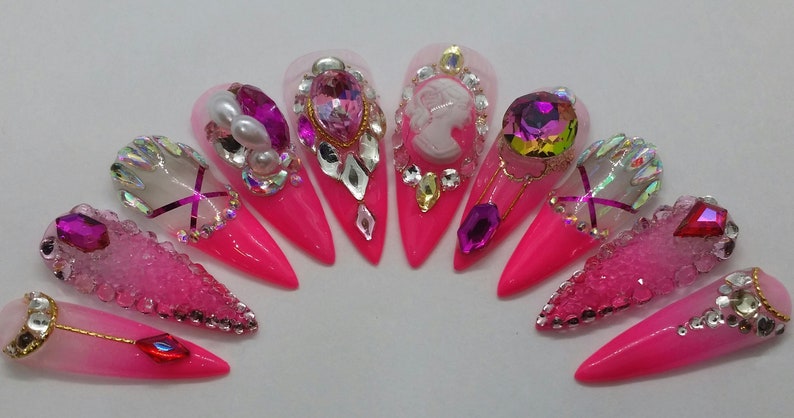 Ballerina Handmade Glue On Nails Korean Nails Japanese Nails False Nails Fake Nails Gel Nails 3D Nail Art image 2