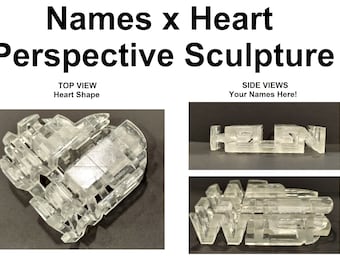 Names x Heart Perspective Sculpture - Custom Made for YOU!