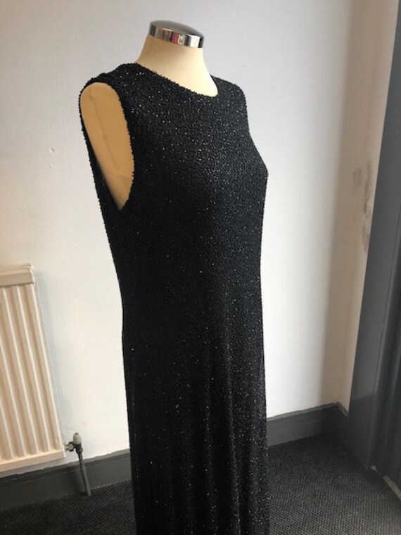 Vintage Jaegar black 90's  beaded dress - image 3