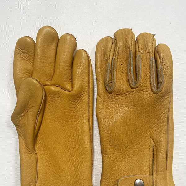 Elkskin Leather work gloves with snap back, Heavy weight