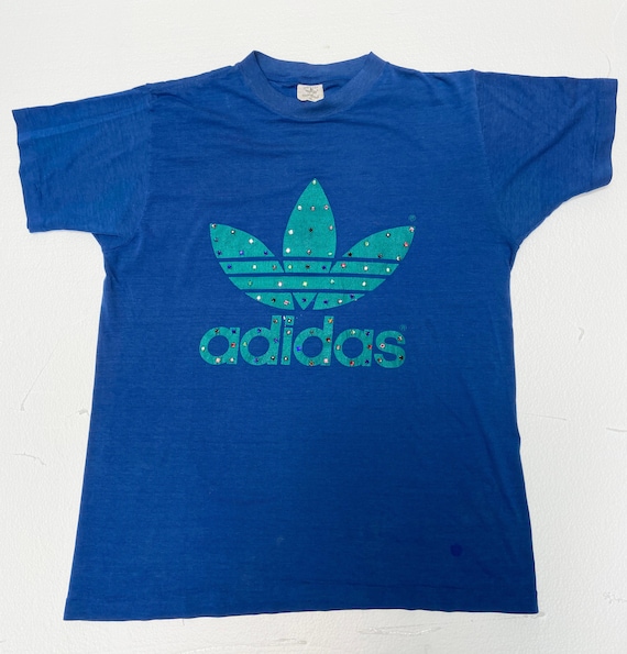 Vintage Adidas Early 80 s T shirt Size Medium Trefoil Double Sided