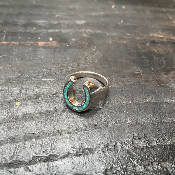 CALIFOLKS Silver Inlay Horseshoe Rings| Turquoise| Lapis Lazuli