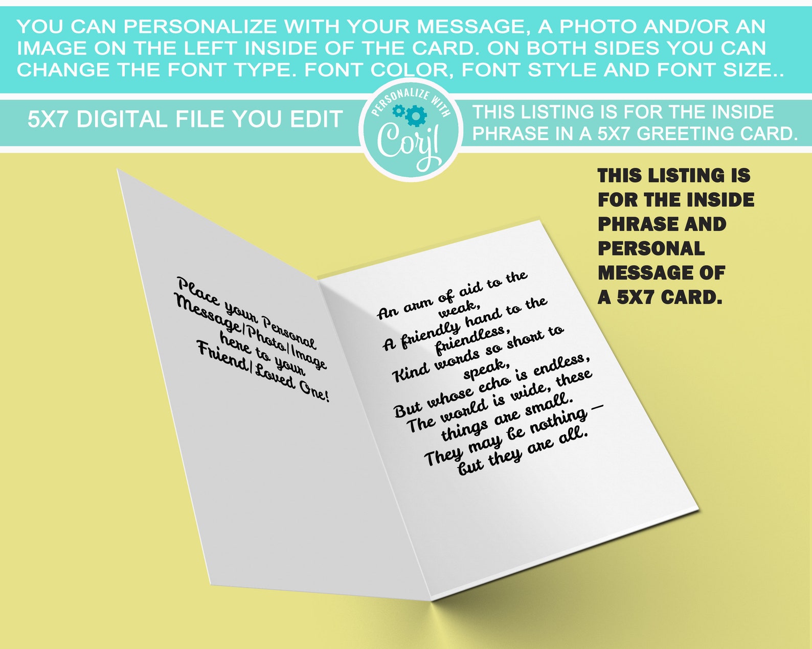 Inside Card Phrase for 5x7 greeting card friends uplifting Etsy