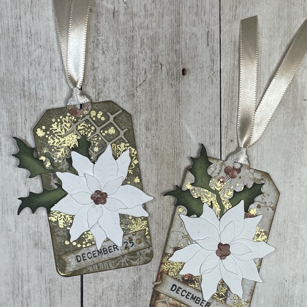 White Poinsettia DIY Christmas Tag Kit, Christmas Tag Kit, DIY Christmas Tags, Christmas Tags, Gift Tags, Holiday Tags, DIY Christmas, Tags