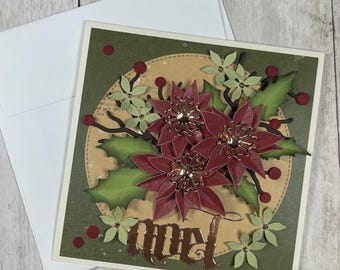 5x Christmas #5 DIY Card Kit, Christmas, Christmas Card Kit, Seasonal Cards, Seasonal, A2 Cards, Poinsettias, Floral, Floral Christmas