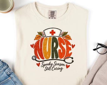 Comfort Colors Herfst T-shirt voor Verpleegkundigen, ... Halloween Cadeau voor Verpleegkundigen, Leuk T-shirt voor Verpleegkundigen in de Herfst, Cadeau voor Verpleegkundigen, Spooky T-shirt voor Verpleegkundigen