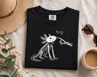 Comfort Colors Axolotl Skeleton T-Shirt, Boop Halloween Shirt, Spooky Axolotl Tee, Cute Goth Animal Shirt, Funny Halloween Gift