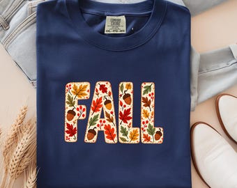 Comfort Colors herfstshirt, vintage herfst T-shirt, verweerd herfstshirt met print, knus herfstshirt, Thanksgiving-shirt, herfstoutfit, bloemenprint