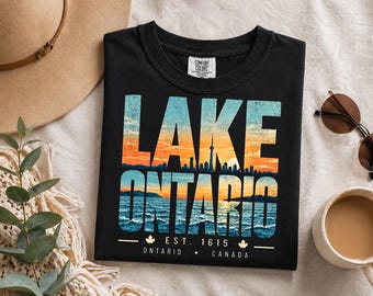 T-shirt met afbeelding van het Ontariomeer, vintage shirt met afbeelding van het meer, retro T-shirt van Ontario, Canada, anti-Trump shirt, T-shirt met grafische afbeelding van het meer van Toronto, T-shirt van Canada, Golf van Mexico