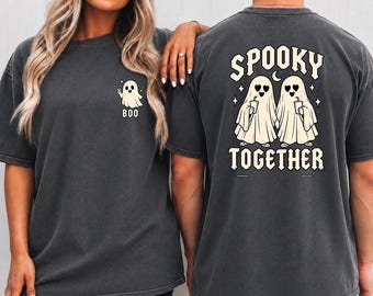 Comfort Colors Spooky Together Shirt, Halloween Spook T-shirt voor Koppels, Bijpassend T-shirt voor Man en Vrouw, Grappige Huwelijksgeschenken
