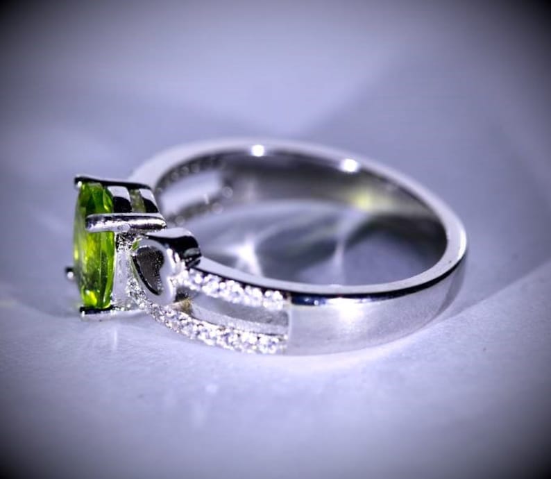 Ring Size 7 Tourmaline Ring Natural and Untreated Green Tourmaline 1.30ct Platinum Finish Solid 925 Sterling Silver Promise Ring Oval,