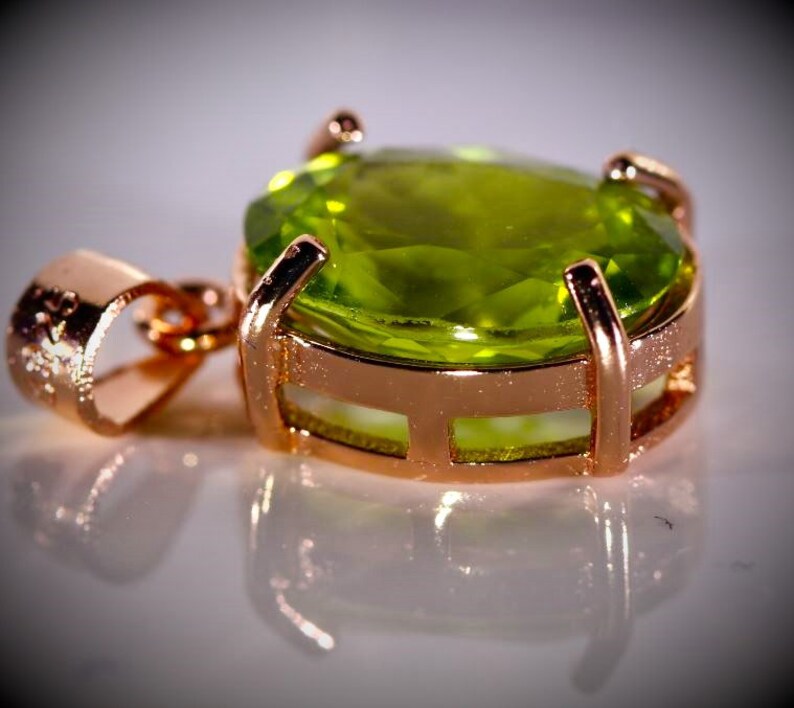 Untreated Peridot Pendant Peridot 2.85ct Rose Gold Finish Solid 925 Sterling Silver Pendant Natural Oval Shaped, August Birthstone