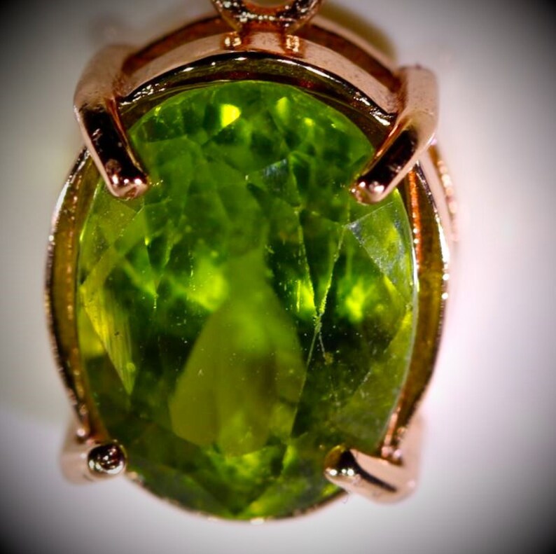 Untreated Peridot Pendant Peridot 2.85ct Rose Gold Finish Solid 925 Sterling Silver Pendant Natural Oval Shaped, August Birthstone