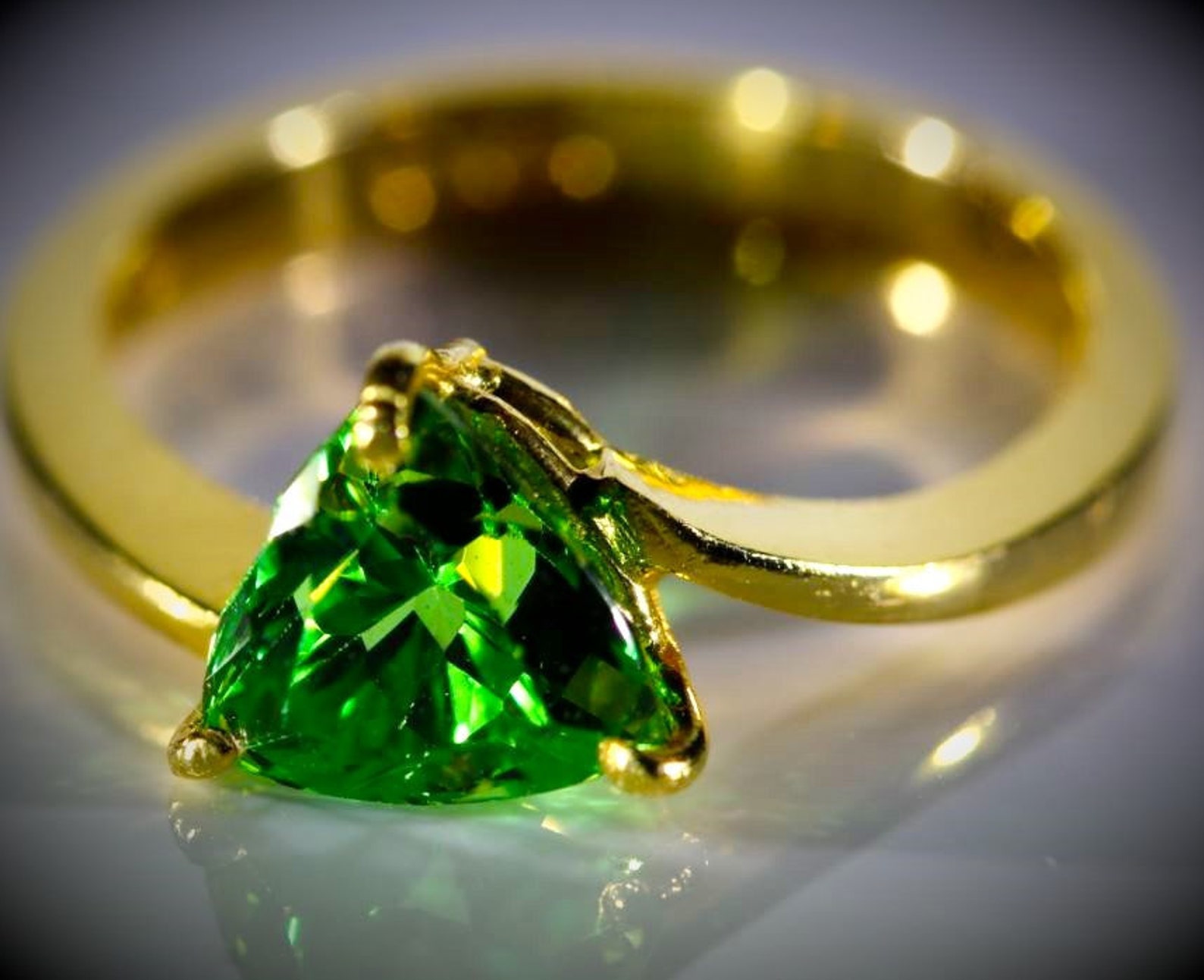 Tsavorite Gold Ring Tsavorite 2.49ct Solid 22K Yellow Gold Etsy