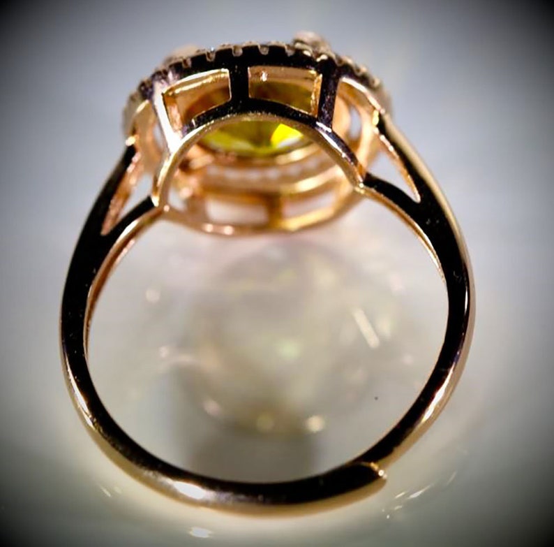 Natural Untreated Sphene Ring Round Shaped Sphene 2.30ct Rose Gold Finish Solid 925 Sterling Silver Ring VVS Clarity, Ring Size 8