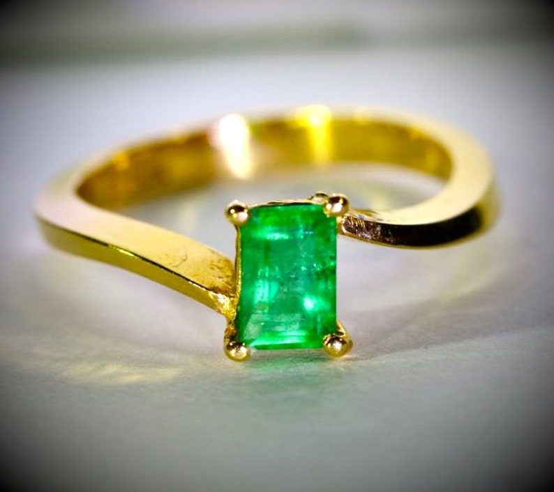 Emerald Gold Ring Panjshir Emerald 1.01ct Solid 22K Yellow | Etsy