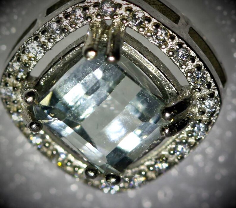 Untreated Oct Shape Aquamarine Pendant Aquamarine 1.50ct White Gold Finish Solid 925 Sterling Silver Pendant March Birthstone, Natural