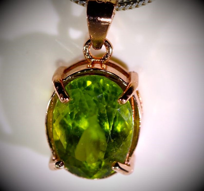 Untreated Peridot Pendant Peridot 2.85ct Rose Gold Finish Solid 925 Sterling Silver Pendant Natural Oval Shaped, August Birthstone