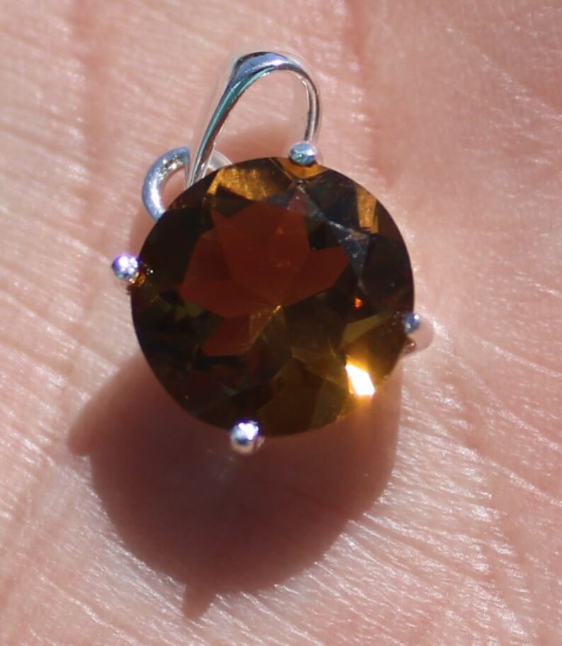 Smoky Quartz Natural Gemstone 925 Sterling Fine Silver Pendant Jewellery