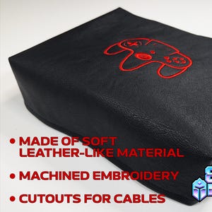 Funda protectora antipolvo de piel sintética para consola Nintendo 64 N64 de 8Bit Armor con logotipo bordado y recortes para cables.