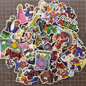 Super Mario Themen-Mixed-Aufkleber - 10-50 einzigartige Stücke - Laptop-Aufkleber, Kinder, Vinyl, Wasserflasche, Wand, Notizbuch, Aufkleber - PVC, Matt