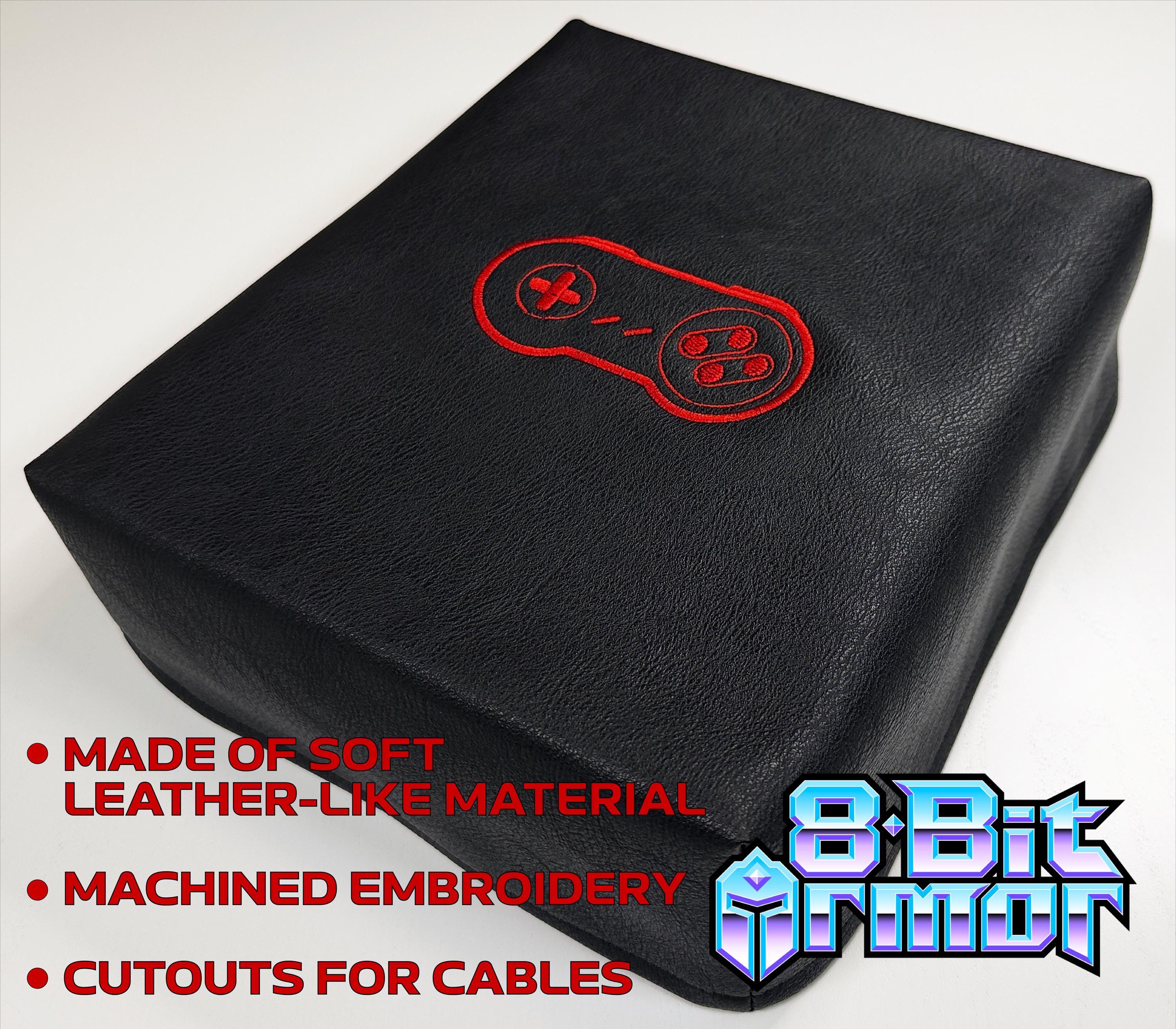 8Bit Armor Super Nintendo SNES Console Faux Leather Dust Cover Protector w/ Embroidered Logo and Cable Cutouts