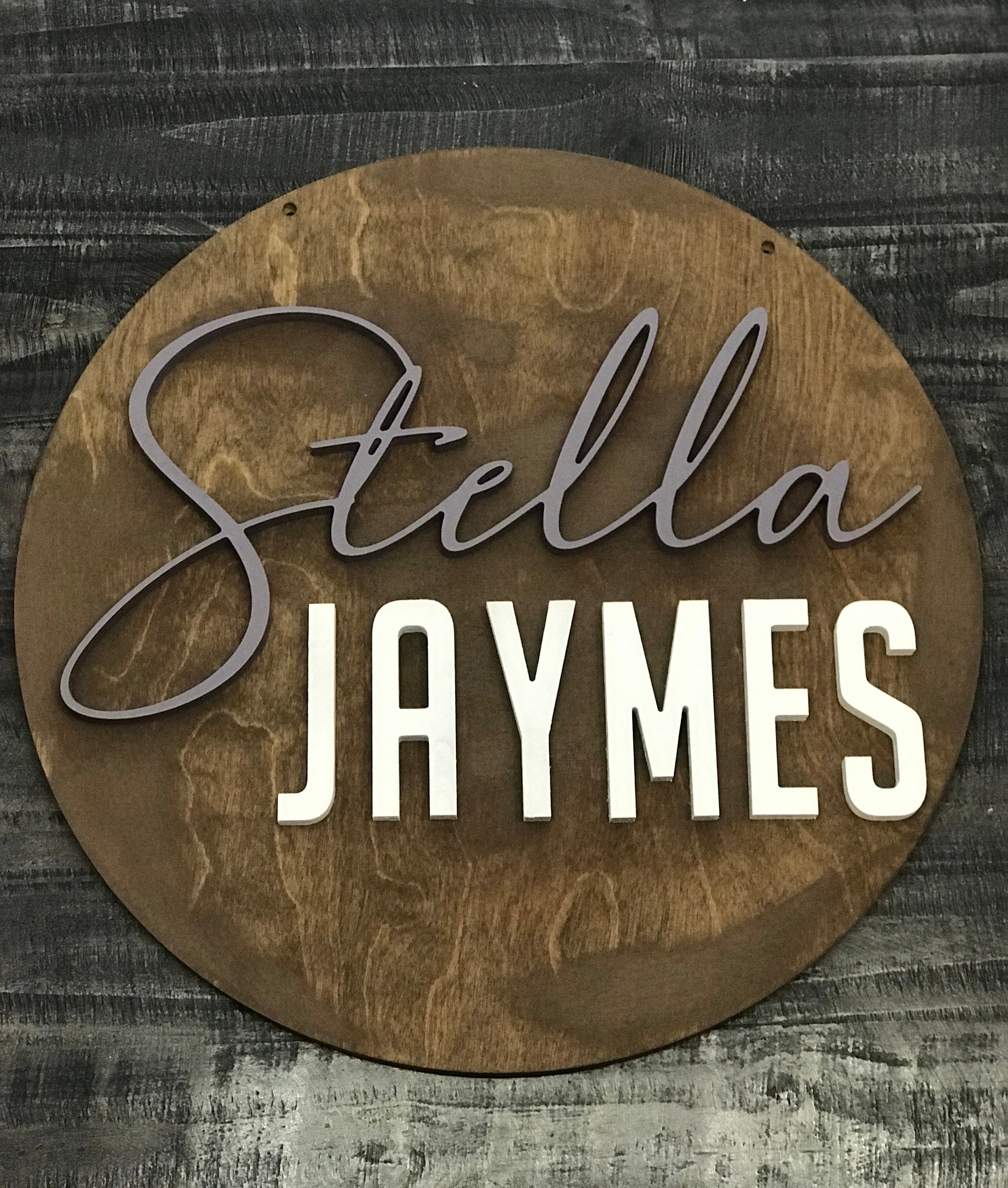 Two Name Personalized Sign / Custom Name Door Hanger / Crib Etsy