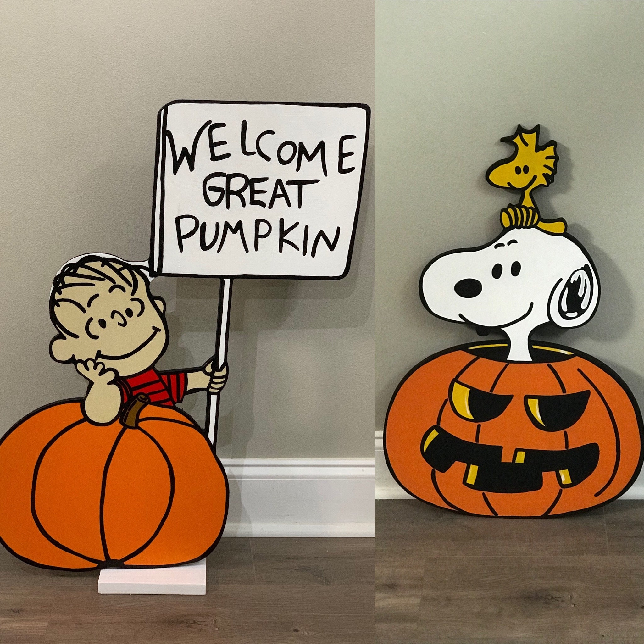 Peanuts Halloween Yard Sign, Lucy, Snoopy, Great Pumpkin, Snoopy and