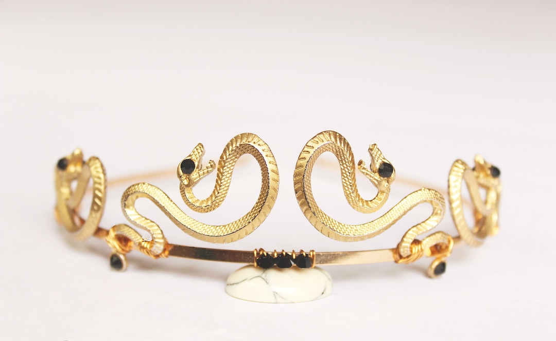 Gold Snake Crown Serpent Headpiece Cleopatra Egyptian Goddess Etsy
