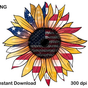 Sunflower American Flag Png The USA Sunflower Png Patriotic Sunflower Sublimation Design Digital Instant Download