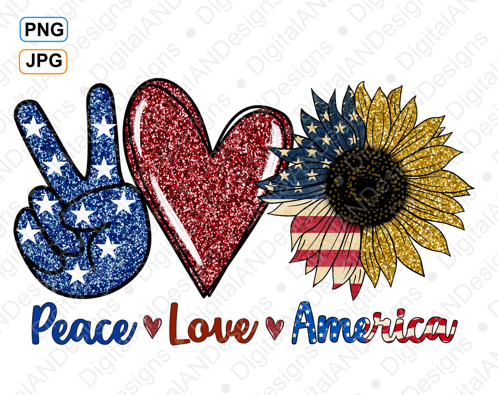 Peace Love America Png, Patriotic 4th of July Png,peace Love Usa Flag