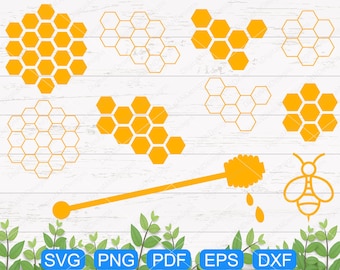 Honeycomb SVG, Bee Dipper Clipart, Hexagon Vector (Digital Download)